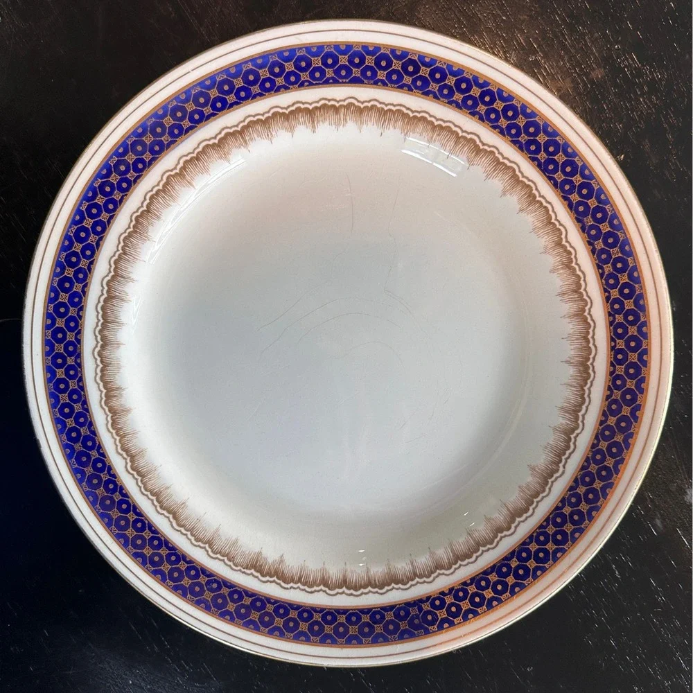Mappin & Webb Luncheon Plate Unisex Blue cobalt‎ Gold Gilt England Antique